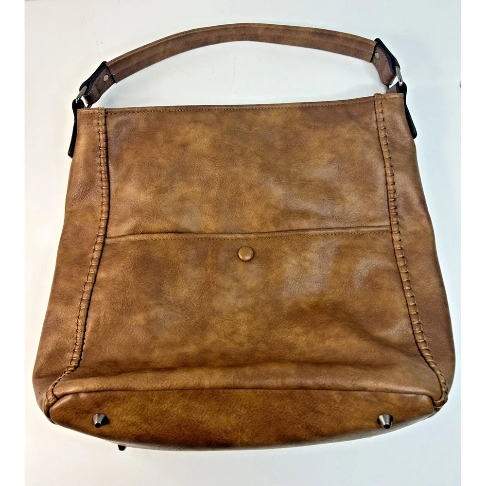 Wrangler Concealed Carrry Purse Tote Faux Leather Large Brown Pockets Full Zip